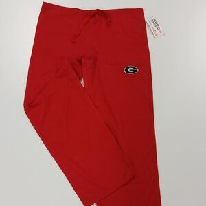 Georgia Bulldogs Sz S Red Embroidered "G" Logo Nurse Scrub Cargo Pant Drawstring